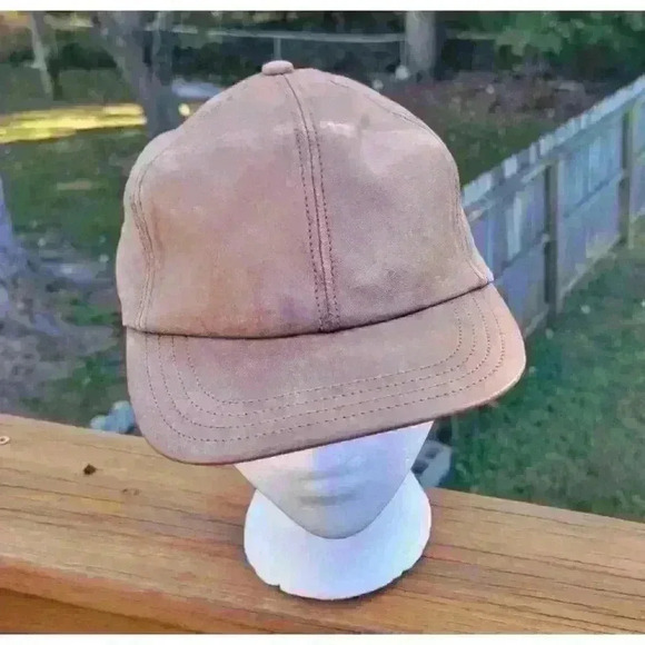 Vintage Henschel Brown Distressed Leather Baseball Cap Hat Made In USA St Louis - Picture 2 of 11